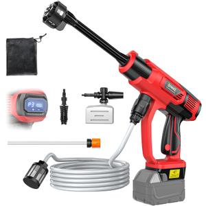 Cordless Pressure Washer Compatible with Milwaukee 18V Battery, 800PSI Ultra-Light 2.2LBS with Brushless Motor, 16.4ft Hose & 6-in-1 Nozzle + Foam Cannon for Car, Patio, Fence (Tool Only)