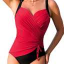 TASHEHE Women's One Piece Swimsuit Sexy Push Up Underwire Bathing Suit Ruched High Waisted Tummy Control Swimwear (Medium, 429 / Red)