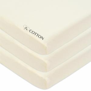 American Baby Company 3 Pack 100% Natural Cotton Fitted Mini Crib Sheets 38" x 24" - Soft & Breathable Small Nesting Portable Sheets, Fits Pack N Play Mattresses, Cream, for Boys & Girls