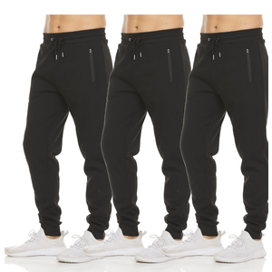 PURE CHAMP Mens 3 Pack Fleece Active Athletic Workout Jogger Sweatpants for Men with Zipper Pocket and Drawstring Size S-3XL