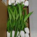 DOITOOL 8pcs White Tulips Artificial Flowers Bouquet Real Touch Lifelike Faux Tulips Decor for Wedding Centerpiece Living Room Home Decoration