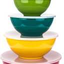 KX-WARE Melamine Mixing Bowls with Lids - 6 Piece Melamine Bowls and 6 Piece Plastic Lids, Multicolor