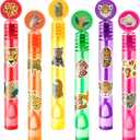 24PCS Cheetah DIY Bubble Wands with 96PCS Stickers - Party Favor for Goodie Bags, Pinata Stuffers, Mini Bubble Bulk Birthday Supplies, Toys Gifts, Class Prizes for Toddlers, Boys & Girls