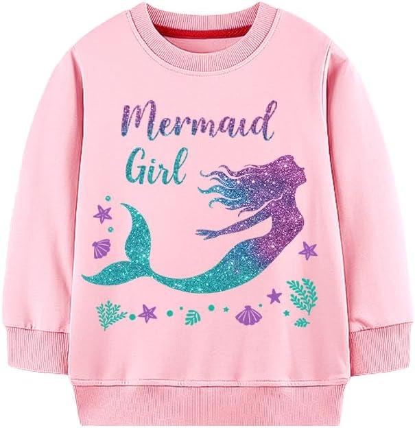 Girls Cotton Crewneck Sweatshirt Size 2-10 Years Toddler Girls Kid Graphic Shirts (Pink) 4T