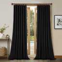 StangH Black Blackout Velvet Curtains 90 inches Long, Back Tab Heavy Thick Thermal Insulated Window Drapes Elegant Home Decor for Theater/Bedroom/Dining Room, W52 x L90, 2 Panels