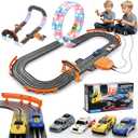 9.86ft 2-in-1 Slot Car Track Sets Toy - with 4 Cars,Battery or Electric Car Track Set with Dual Racing Game, Flash Circular Track, Lap Counter,Birthday Xmas Gifts Toys for Boys(S2)