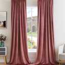 MIULEE Dusty Rose Pink Velvet Curtains Thermal Insulated Blackout Curtain Drapes for Bedroom Living Room Darkening 102 Inches Long Curtains Panels Rod Pocket Set of 2