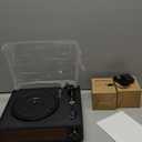 Record Player with Passive Bookshelf Speakers Belt-Drive Vintage Turntable for Vinyl Records External Dual Stereo Speakers LP Players 3 Speed Wireless AUX Headphone Input Auto Stop Retro Black Wooden