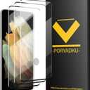 3 Pack Tempered Glass For Samsung Galaxy S21 Ultra Screen Protector[3 Pcs], 9H hardness Scratch resistant, Fingerprint Compatible with S21 Ultra 5G Glass Screen Protector