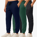 3 Pack: Men's Jogger Sweatpants - Cotton Fleece Bottoms Athletic Pants with Pockets, Size L