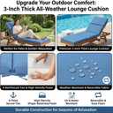 3" Solid Outdoor Lounge Chair Cushion, 74 x 22.5 inch Weather Resistant Chaise Lounge Cushion with 6 Ties for Patio Pool Furniture