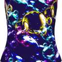 ARENA Girls Feel Soap Bubbles Light Drop Back Athletic One Piece Swimsuit (28, Blue Multi/Shocking Pink)
