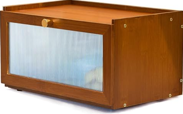 ETMI Vintage Bread Box for Kitchen Countertop - Retro Brown Bread Storage Box Breadbox