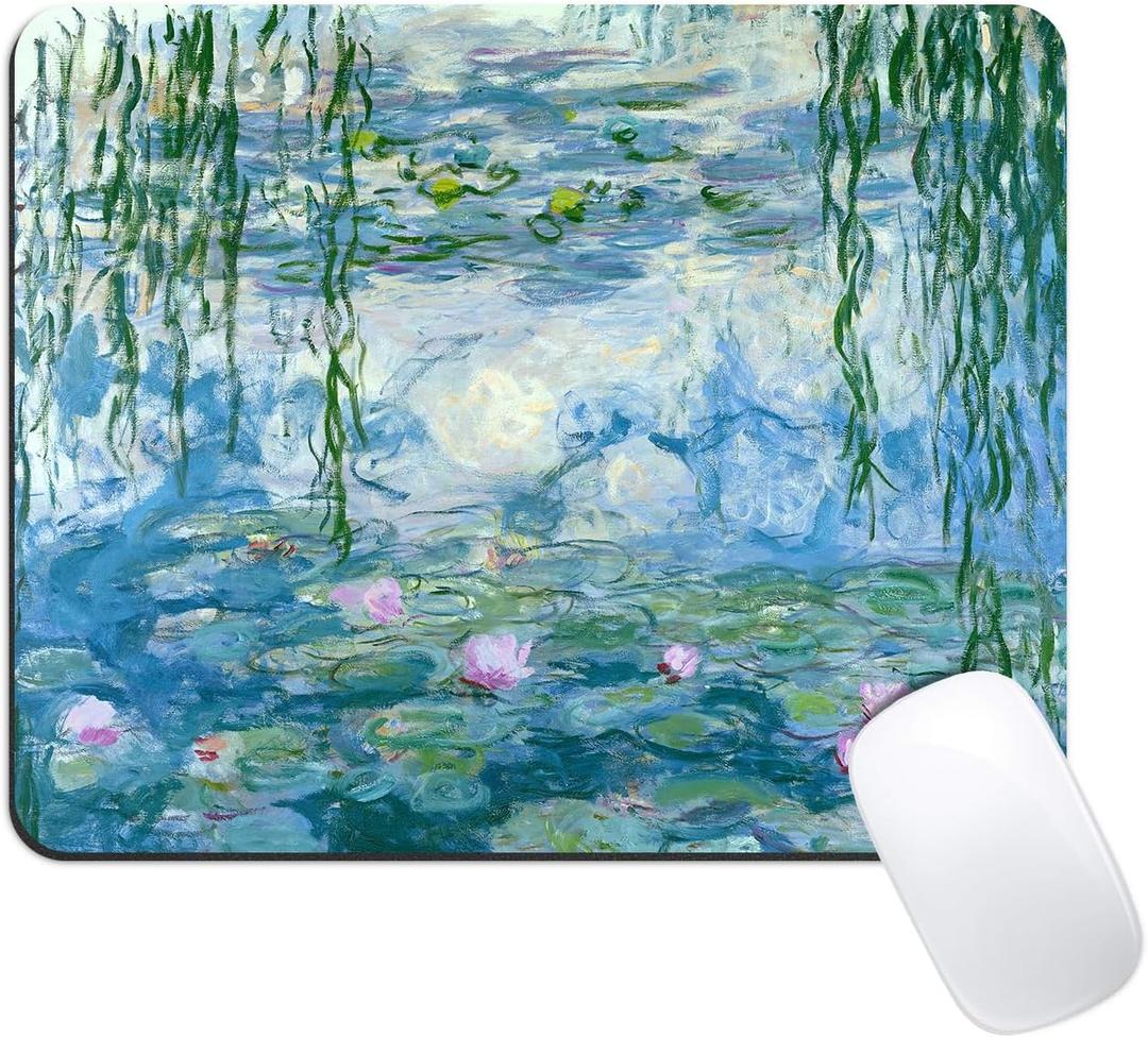 Dynippy Mouse Pad [56% Larger] Gaming Mouse Pads Non-Slip Rubber Base Mousepad Rectangular Mouse Mat for Desktop Computer Laptop Gaming Office & Home 11.8x9.8x0.12 inches - Monet Water Lilies
