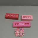Pinkunn 4 Pcs Happy Galentine's Day Decorations Galentines Gifts Wooden Table Centerpiece Tiered Tray Galentine's Day Table Decor Pink Heart Party Sign for Women Valentines Party Home Kitchen Decor