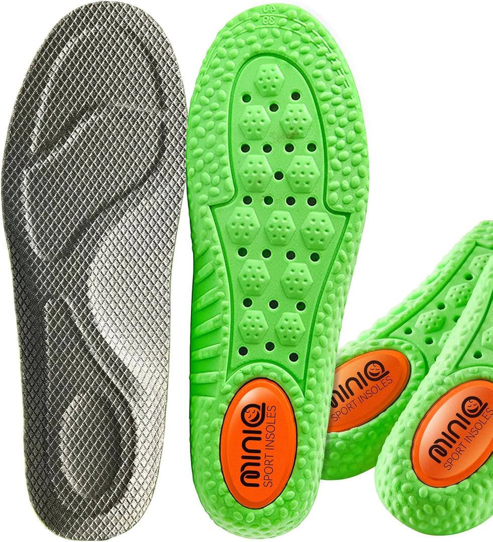 MiniQ Cloud Comfort Insoles for Women & Men,2 Pair Memory Foam Arch Support Shoe Inserts with Gel Cushioning & Shock Absorbing Heel,Breathable Orthopedic Insole for Plantar Fasciitis,Work Boots,Hiking (M: 7-8/W: 7.5-8.5)