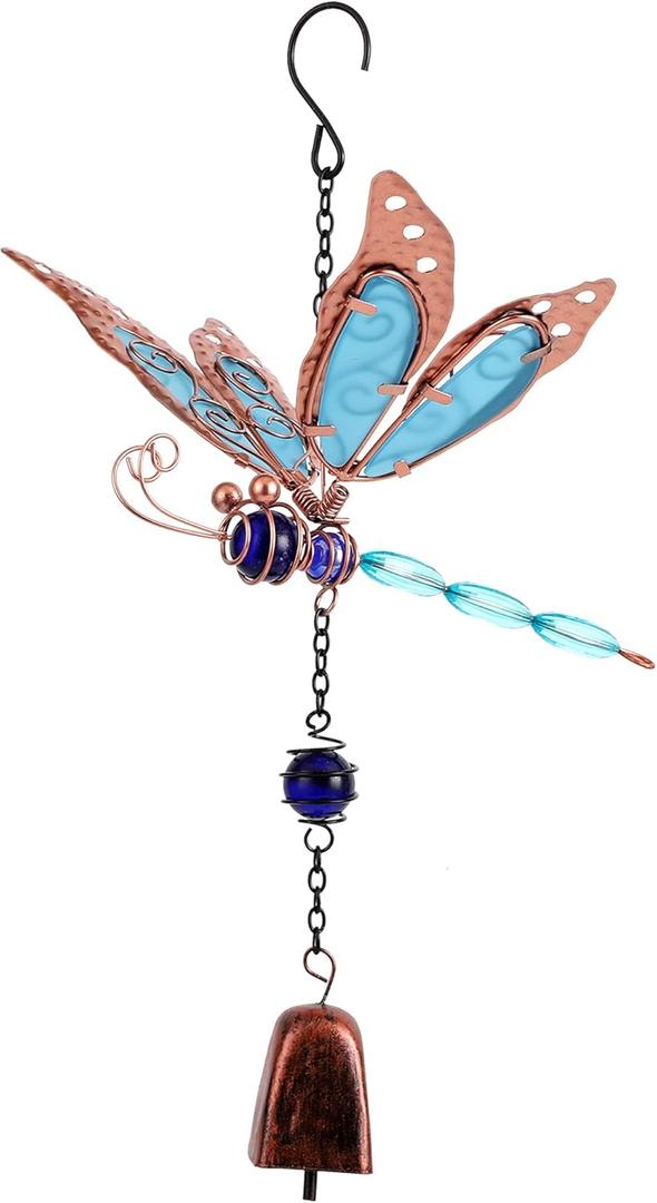 Dragonfly Wind Chimes, Garden Glass Bell Glow Wind Chimes for Home, Party, Festival Decor, Garden Decoration Indoor/Outdoor,Lifelike Dragonfly Deep Tone Style