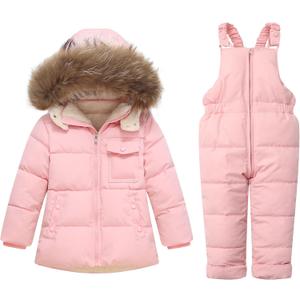 Baby Snowsuit Toddler Jacket Snow Suit Pants Hoodie Winter Coat Ski Bib Clothes (4-5T, Pink)