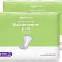 Amazon Basics Incontinence Pads for Women, Bladder Control, Postpartum, Overnight Absorbency, Unscented, 60 Count