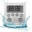 Digital Timer Waterproof Shower Timer Shower Clock Bathroom Kitchen Timer with Strong Magnet and Large LCD Display (Waterproof 7 Key)
