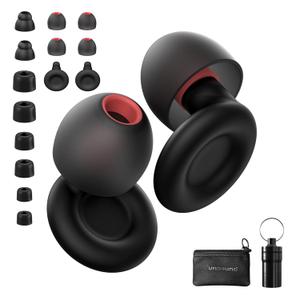 Ear Plugs for Sleeping Noise Reduction Reuseable, Concerts, Focus, Travel, Work, High Fidelity 7 Pair Eartips  Flexible Soft-Touch  NRR of 24 and 27 dB Noise Cancelling Black Red,1 Count(Pack of 1)