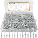 Pop Rivets, Pop Rivets Assortment Kit, Aluminum Rivets kit, Pop Rivet Set Including (3/32" 1/8" 5/32" 3/16" 1/4"), Assorted Blind Rivets for Metal Dome Head Rivet kit 525 Pcs