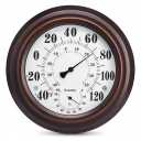 [Outdoor/Indoor] Thermometer Hygrometer, 10-inch Large Analog Wall Mounted Temperature and Humidity Monitor Gauge for Home, Patio, Garden, Garage, Cellar - Weatherproof & Easy to Read (Bronze)