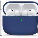 Ljusmicker for AirPods Pro 3 Case 2025 with Cleaner Kit,Soft Silicone Protective Cover for Apple AirPods Pro 3rd Generation Cases for Women Men,for AirPod Pro 3 Accessories with Keychain-Deep Blue