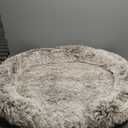 Fluffy Orthopedic Dog Bed for Small & Medium Dogs, Calming Plush Sofa Bed with Curved Bolster Support and Egg-Crate Foam Base, 35" Cozy Oval Pet Donut Bed with Washable Cover, Coffee