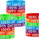 WILLBOND 50 Pcs Happy 100th Day of School Silicone Bracelets Colorful Rubber Wristbands Gift for Kindergarten Teacher Student Rewards Classroom Party Supplies Decoration