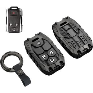 Heavy Key Fob Cover Case Protector for GMC, Keychain, Accessories for GMC Chevy Colorado Silverado Suburban Tahoe Silverado (Type-A 4 Buttons)