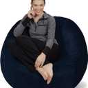 Sofa Sack Bean Bag Chair - Plush, Ultra Soft - Memory Foam Bean Bag Chair with Microsuede Cover - Stuffed Foam Filled Furniture and Accessories for Dorm Room 4 Feet - Navy