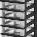 IRIS USA Plastic Drawer Storage Organizer Rolling Cart with Wheels Casters 10-Drawers for Classroom Art Craft Supplies Dresser Closet Bathroom Laundry Room Black/Clear