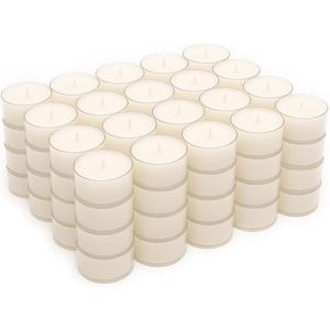 Stonebriar Bulk 96 Pack Unscented Smokeless Long Burning Clear Cup Tea Light Candles with 8 Hour Extended Burn Time, White
