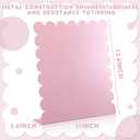 Gueevin 2 Pcs Magnet Board Standing Magnetic Metal Board for Desk and Wall 12.6" x 11" Scalloped Magnetic Display Stand for Memos, Photos and Documents Home Office School Supplies(Pink,Medium)