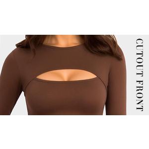 CLOZOZ Cut Out Tops for Women Sexy Crewneck Crop Top , XL