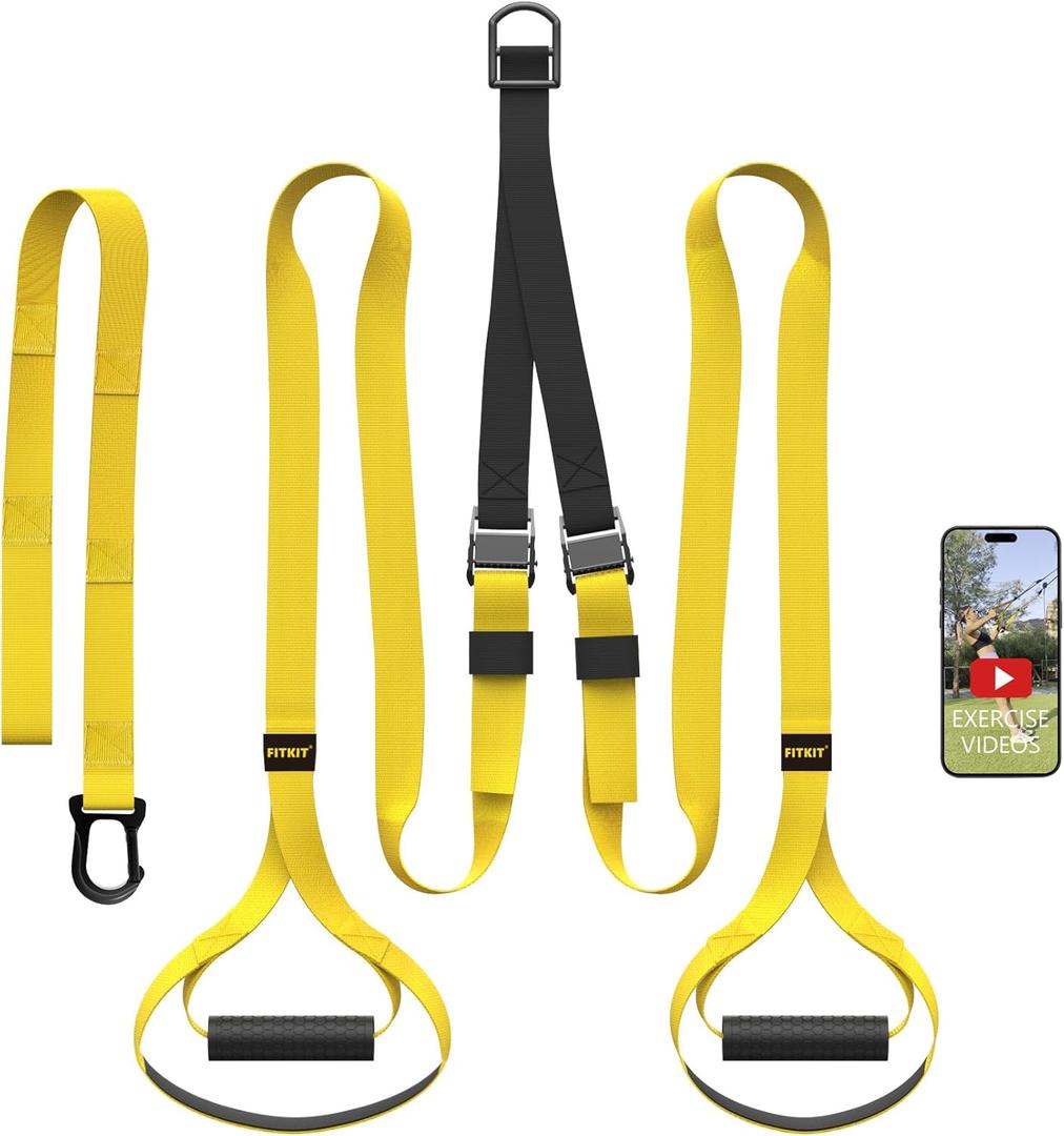 FITKIT Bodyweight Fitness Training Kit, Home Resistance Trainer Straps for Total Body Workouts
