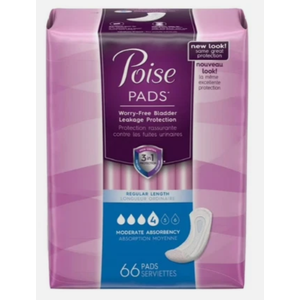 Poise (33558) Moderate Absorbency Incontinence Pads - Pack of 66