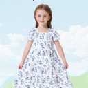 PATPAT Family Matching Outfits Mommy and Me Dresses Ditsy Floral Beach Vacation Photo Dresses and T-Shirts Matching Sets Size 4-5Y