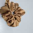 100% Mulberry Silk Scrunchies for Women, Oversized XL Hair Tie for Sleeping, Gentle No Damage Hair Accessory for All Hair Types, Soft Pure Silk Ponytail Holder (Camel)