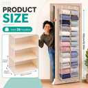 Over The Door Hoodie Organizer 26 Clear Pocket Sweatshirt Organizer with 3 Hooks Hanging Sweatshirt Hoodie Rack Holder Cabinet Behind The Doors for Dormitory Bedroom Closet Storage(Beige), 62.99 x 6.3 x 22.05 inches