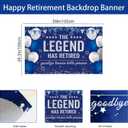Retirement Party Decorations Blue Silver, Happy Retirement Decorations for Men Women, The Legend Has Retired Banner Backdrop Party Supplies Kit Starburst Balloons Retired Cake Topper 46PCS