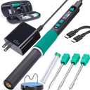 YIHUA 928D-IV Soldering Iron Pen Kit DC 65W Support PD QC, Type C Portable Soldering Station with 3 Tips, Solder Wire, Protective Cap