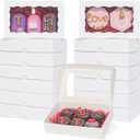 RomanticBaking 100 Pack White 7 x 4 3/8 x 1 1/2inches Cookies Boxes with Window Christmas Bakery Packaging for Macaron Treat Boxes Chocolate Truffle