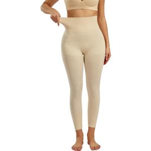 Women Shapewear Leggings High Waist Footless Tights Tummy Control Butt Lift Thigh Slimmer Compression Pants (Large, Nude)