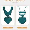 ZAFUL Women High Waisted Bikini Sets Two Piece Tie Back Ruffle Swimsuit Cross Cutout Ruched Bathing Suit 2025 Green,XL