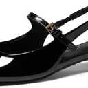 Coutgo Womens Mary Jane Chunky Low Heels Slingback Ballet Flats Closed Square Toe Wedding Dress Shoes, 6.5
