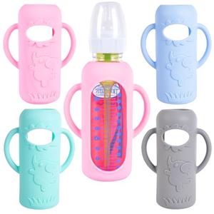 4-Pack Silicone Sleeves for Dr. Brown’s 8 oz Glass Baby Bottles – Drop-Proof Bottle Covers with Handles, BPA-Free Food-Grade Silicone, Thermal Insulated, Easy-Grip Design