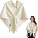 Women's Winter Knitted Shawl Wrap, Wool Cashmere Cape Cardigan Sweater Scarf (White)