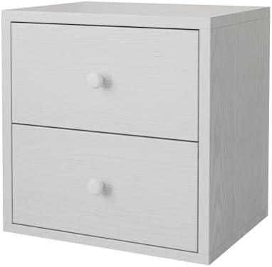 FUSUNBAO Magic DIY Cube Storage Organizer Stackable Cubes for Home Books Clothes Toy-Modular Cubby Storage System-Office Cubical-Bookcase Closet (Pure White-Washed, 1 Layer Drawer Cube)